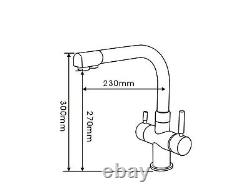 Hommix Berta Chrome 3-Way Tap (Triflow Filter Tap) Kitchen Tap Hose supplied