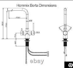 Hommix Berta Chrome 3-Way Tap (Triflow Filter Tap) Kitchen Tap Hose supplied