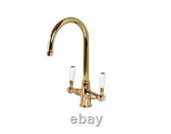 House Additions Kitchen Sink Mixer Tap with White Ceramic Dual Handle Gold