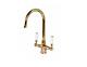 House Additions Kitchen Sink Mixer Tap with White Ceramic Dual Handle Gold
