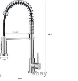 IINTRA Modern Monobloc Pull Out Kitchen Sink Mixer Tap 360° Swivel Chrome
