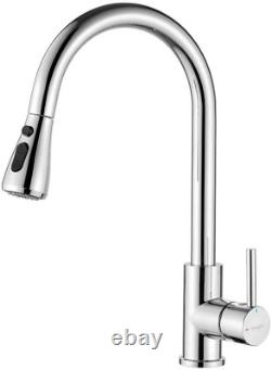 Ibergrif, Pull-Out Kitchen Tap with Spray, Low Pressure Single Lever Sink Mixer