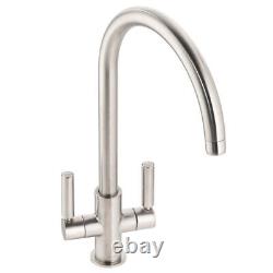 Kitchen Faucet Sink Tap Mono Mixer Brass Brushed Ceramic Disc Double Lever5.5Bar