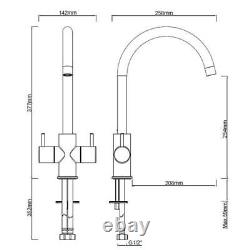 Kitchen Mixer Tap Twin Lever Modern Mono Curved Swivel Swan Spout Matt White