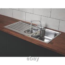 Kitchen Sink And Mixer Tap Set Stainless Steel Reversible 1.5 Bowl 1000 x 500mm
