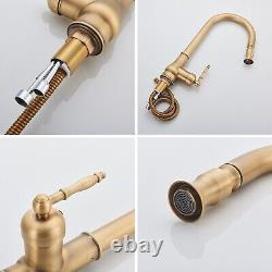 Kitchen Sink Faucet Pull Down Sprayer Swivel Single Handle Mixer Tap Spring