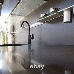 Kitchen Sink Mixer Tap Single Lever Black 1/2 BSP Easy Fix Deck Mounted Modern