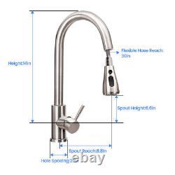 Kitchen Sink Mixer Tap With Pull Down Sprayer Brushed Nickel