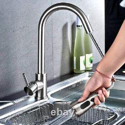 Kitchen Sink Mixer Tap With Pull Down Sprayer Brushed Nickel