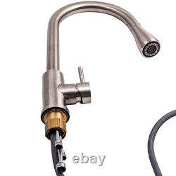 Kitchen Sink Mixer Tap With Pull Down Sprayer Brushed Nickel