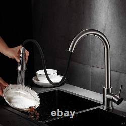 Kitchen Sink Mixer Tap with Pull down Sprayer Brushed Nickel, Single