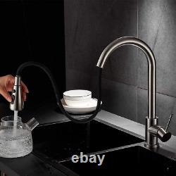 Kitchen Sink Mixer Tap with Pull down Sprayer Brushed Nickel, Single