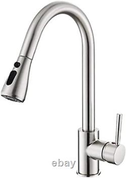 Kitchen Sink Mixer Tap with Pull down Sprayer Brushed Nickel, Single