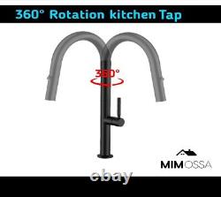 Kitchen Sink Mixer Taps Pull Out Spray Head Single Lever Mimossa Black Faucet