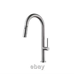 Kitchen Sink Mixer Taps Pull Out Spray Head Single Lever Mimossa Silver Faucet
