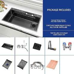 Kitchen Sink Stainless Steel 304 Waterfall Nano Raindance Tap Faucet Basin Bowl