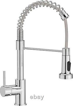 Kitchen Tap, Spring Kitchen Sink Mixer Tap With Pull Down Sprayer, Chrome FORIOUS