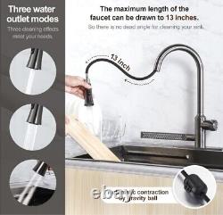 Kitchen Tap with Pull Down Sprayer Three Outlet Modes Sink Faucet (Gun Grey)