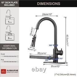 Kitchen Tap with Pull Down Sprayer Three Outlet Modes Sink Faucet (Gun Grey)