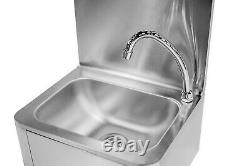 Knee Operated Hand Wash Sink Tap & Splashback Kitchen Restaurant Stainless Steel
