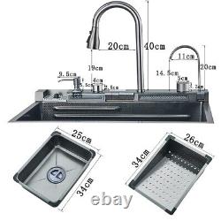 LED Stainless Steel Kitchen Sink Set Single Large Bowl Inset Mixer Tap Waste Kit