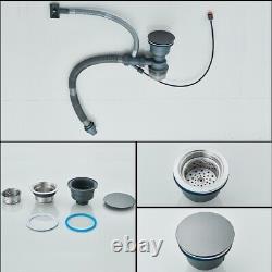 LED Stainless Steel Kitchen Sink Set Single Large Bowl Inset Mixer Tap Waste Kit