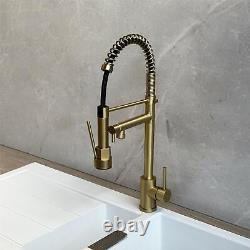 Liquida GR267BR Brushed Brass Kitchen Tap With Swivel Spout & Directional Spray