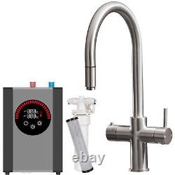 Liquida HT35BN 3-in-1 Pull Out Spray Kitchen Boiling Water Tap In Brushed Nickel