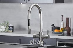Liquida HT35BN 3-in-1 Pull Out Spray Kitchen Boiling Water Tap In Brushed Nickel