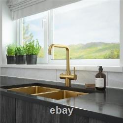 Liquida HT42BG 4-in-1 Boiling Hot Water Brushed Gold Kitchen Tap, Tank & Filter
