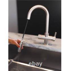 Liquida HT45BN 4 In 1 Brushed Nickel Pull Out Instant Boiling Water Kitchen Tap
