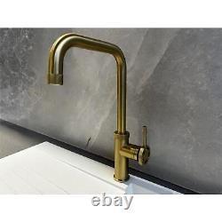 Liquida LB419BR Industrial Style Single Lever Brushed Brass Kitchen Mixer Tap