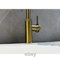 Liquida LB419BR Industrial Style Single Lever Brushed Brass Kitchen Mixer Tap