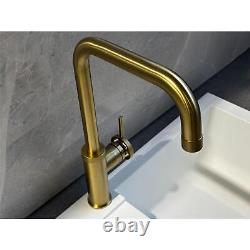 Liquida LB419BR Industrial Style Single Lever Brushed Brass Kitchen Mixer Tap