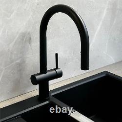 Liquida W19BL Single Lever Pull Out Head Black Kitchen Mixer Tap