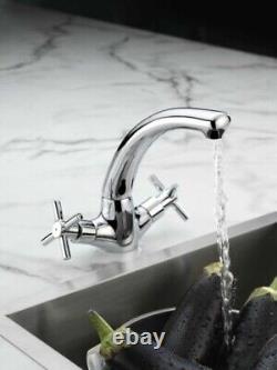 Luxury Modern Kitchen Sink Mixer Taps Swivel Spout Lever Tap Mono Chrome Faucet