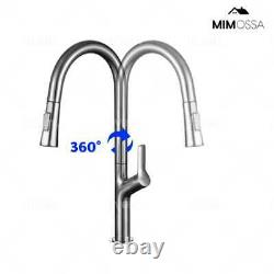 MIMOSSA Kitchen Tap with Pull Out Spray Stainless Steel Brushed Nickel Tap Mixer