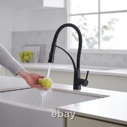 Matte Black Pull Down Kitchen Sink Mixer Tap with Dual Function Sprayer