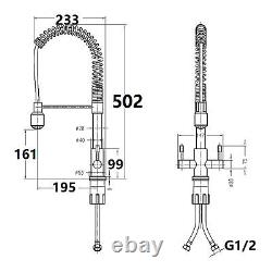 Modern Dual Lever Pull Out Kitchen Mixer Tap Faucet Chrome