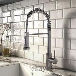 Modern Kitchen Tap Single Lever Pull Out Dual Spray Swivel Spout Stainless Steel