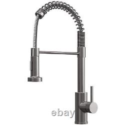 Modern Kitchen Tap Single Lever Pull Out Dual Spray Swivel Spout Stainless Steel
