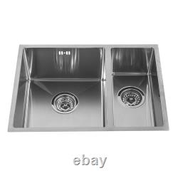 Modern Stainless Steel Kitchen Sink Single & 1.5 Bowl Drainer Sink Tap Waste UK