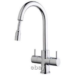 Monobloc Pull Out Kitchen Sink Mixer Tap, Dual Lever High Pressure & Low