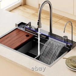 Multifunctional Kitchen Sink Set 304 Stainless Steel Nano Double Waterfall Sink