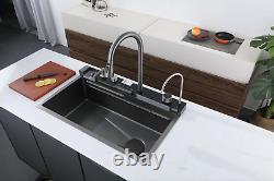 Multifunctional Kitchen Sink Set 304 Stainless Steel Nano Double Waterfall Sink