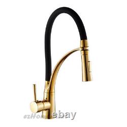 New Black Gold Monobloc Kitchen Sink Mixer Tap Single Lever Swivel Spout Faucet
