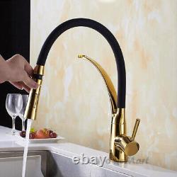 New Black Gold Monobloc Kitchen Sink Mixer Tap Single Lever Swivel Spout Faucet