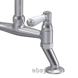 Nuie Bridge Kitchen Sink Mixer Tap Lever Handle Brushed Nickel