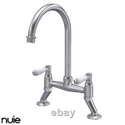 Nuie Bridge Kitchen Sink Mixer Tap Lever Handle Brushed Nickel