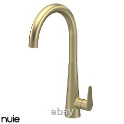 Nuie Samir Brushed Brass Mono Kitchen Sink Mixer Swivel Tap Single Lever Handle
